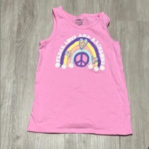 Pink Peace Love and Happiness Kids Tank Top